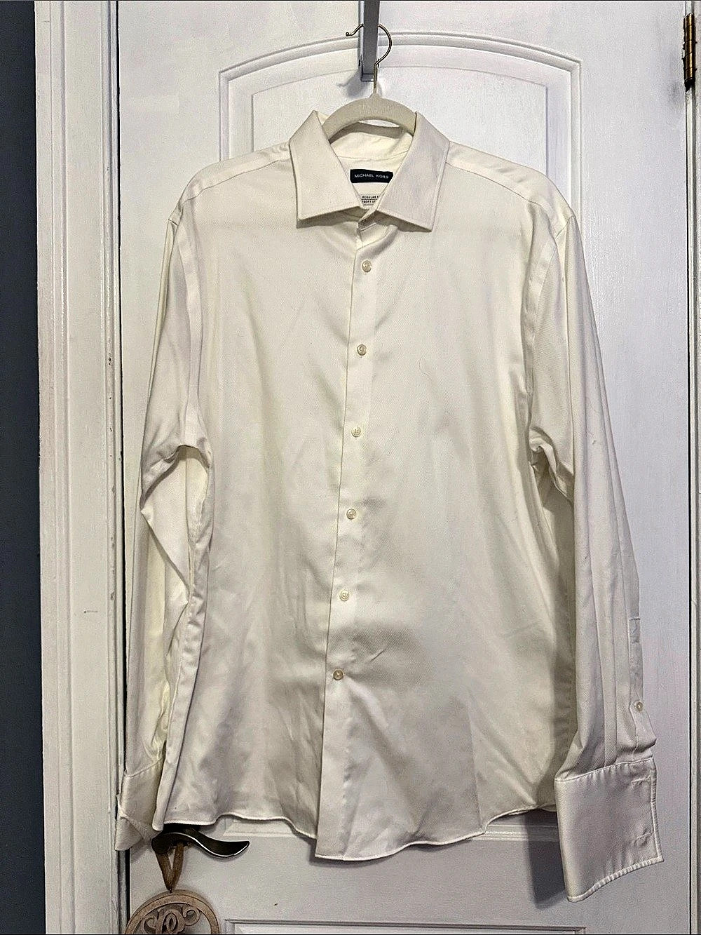 Michael Kors Men's Airsoft Stretch Regular Fit Dress Shirt Dress Shirt White